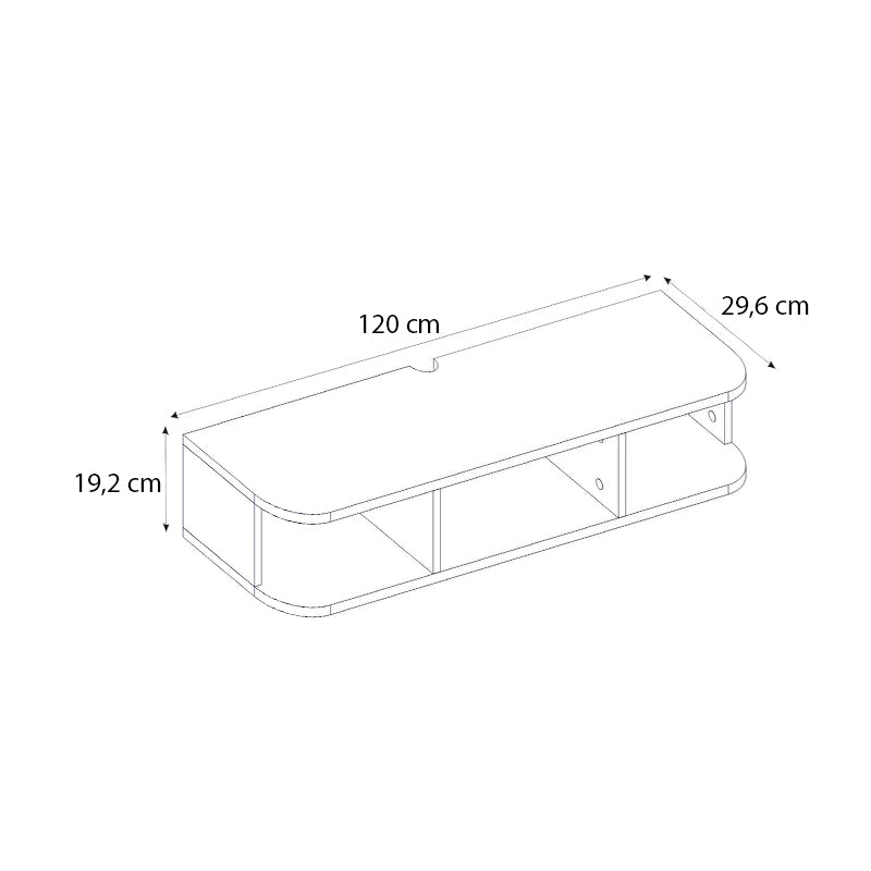 Стенно ТВ шкафче Bask меламин с LED осветление в бял цвят 120x29.6x19.2cm.