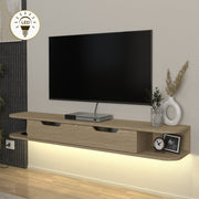 Noland меламинова стена за телевизор с LED осветление в цвят рота дъб 150x35x19.2cm.