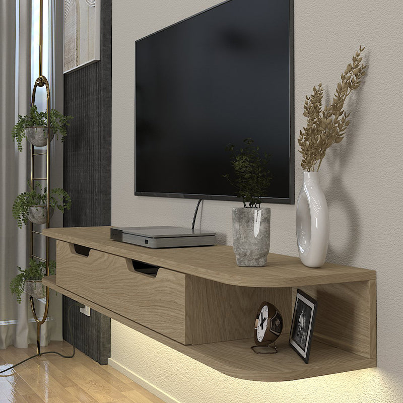 Noland меламинова стена за телевизор с LED осветление в цвят рота дъб 150x35x19.2cm.
