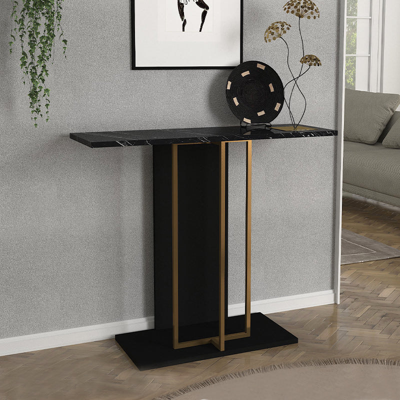 Brandy конзола от меламин в черно - черен мрамор - златист цвят 90x29.6x76.8cm.