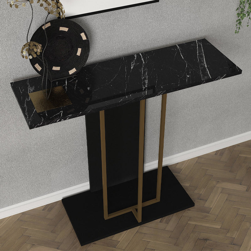 Brandy конзола от меламин в черно - черен мрамор - златист цвят 90x29.6x76.8cm.