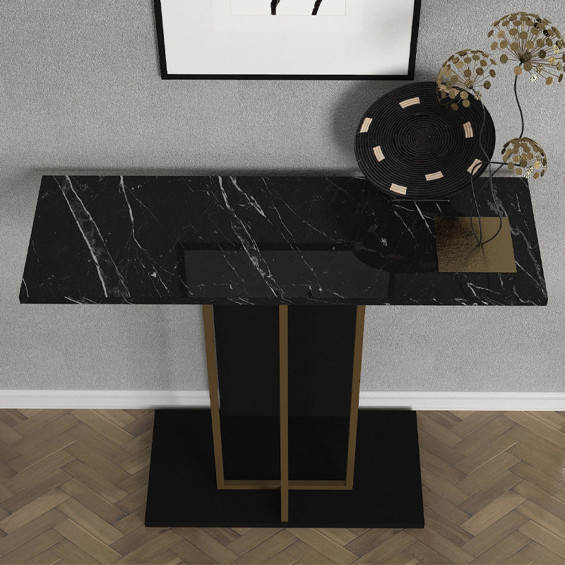 Brandy конзола от меламин в черно - черен мрамор - златист цвят 90x29.6x76.8cm.