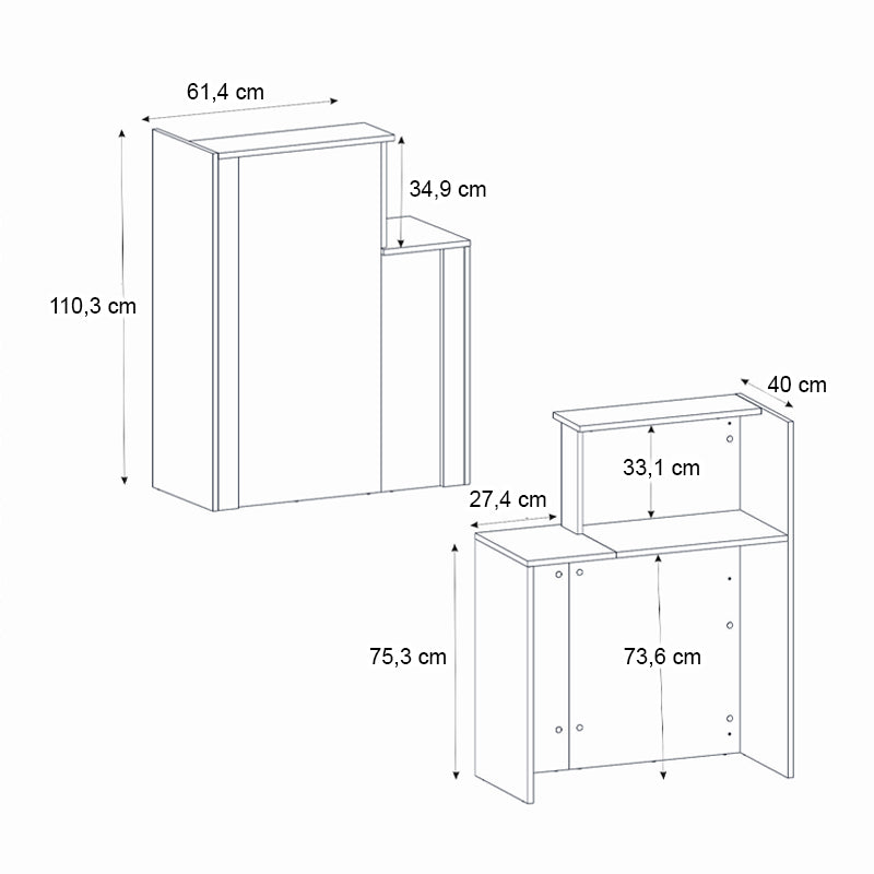 Enter Рецепция от меламин в цвят сепет дъб - антрацит 86.9x40x110.3cm