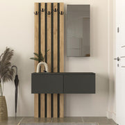 Kanso метален закачалка с меламин в антрацит - цвят сив дъб 100x35x196.7cm.