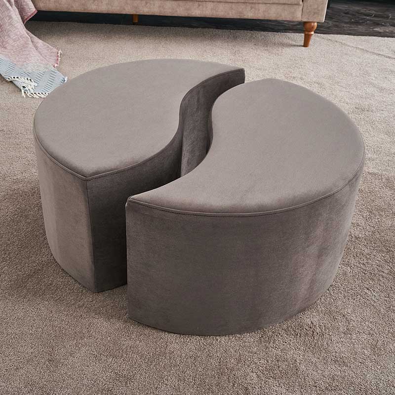 Alis табуретка от кадифе в светлосив цвят 80x80x40cm.