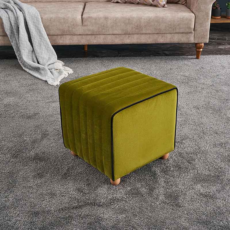 Mona табуретка от велур в зелен цвят 40x40x40cm.