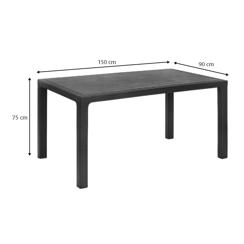 Kalan маса от полипропилен в цвят антрацит 150x90x75cm