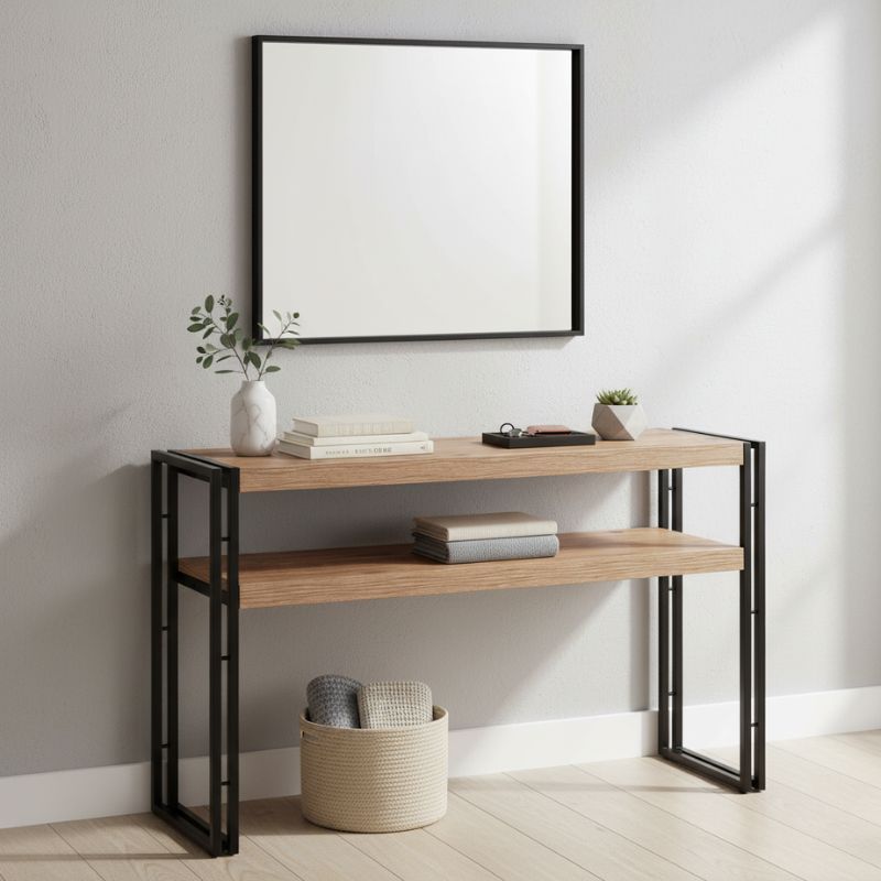 Console Atlas метал - меламин цвят атлантическа борова дървесина 140x35x80cm.