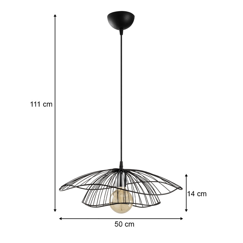 Yildo E27 metallic ceiling lamp in black color Φ50x111cm.