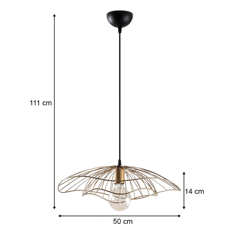 Yildo E27 metallic ceiling lamp in vintage gold color Φ50x111cm.