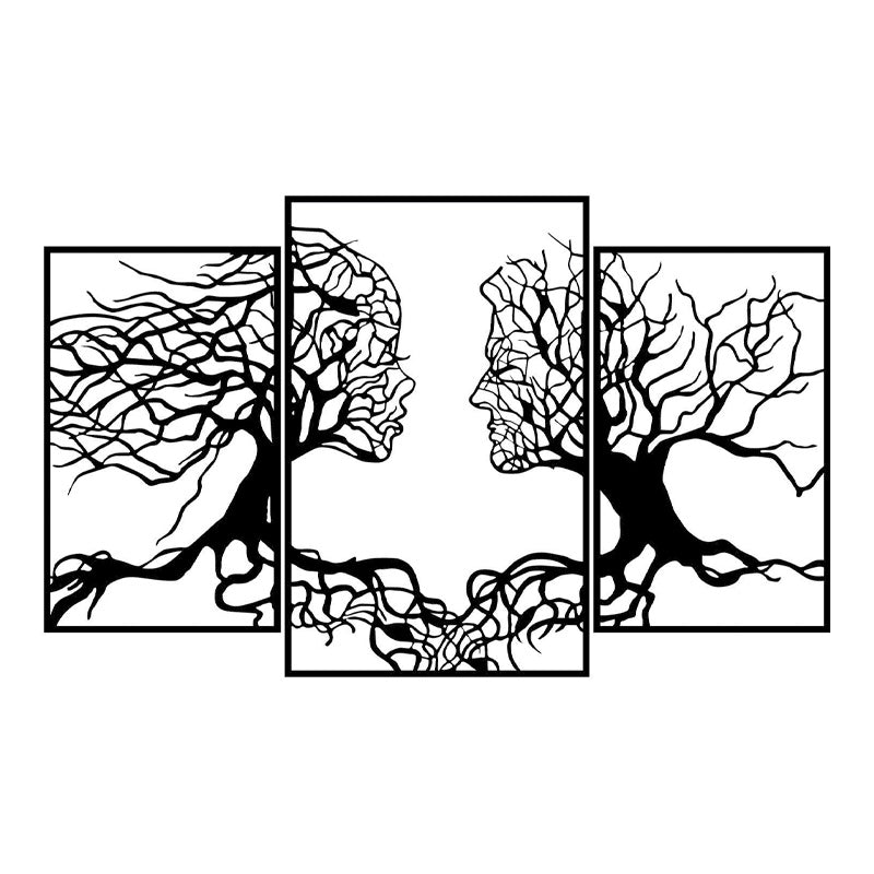Tree Love метално стенна декорация в черен цвят 116x1.5x71cm.