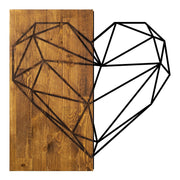 Дървено-метална стенна декорация Heart в цвят орех-черно 58x3x58cm.