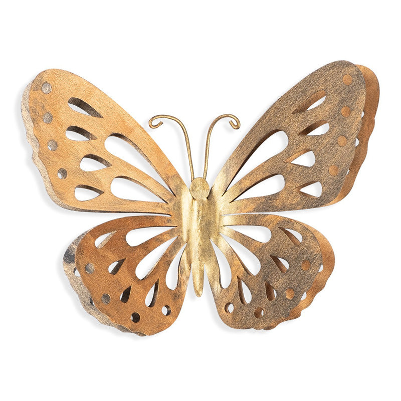 Метално стенна декорация Butterfly в златист цвят 29x32cm.