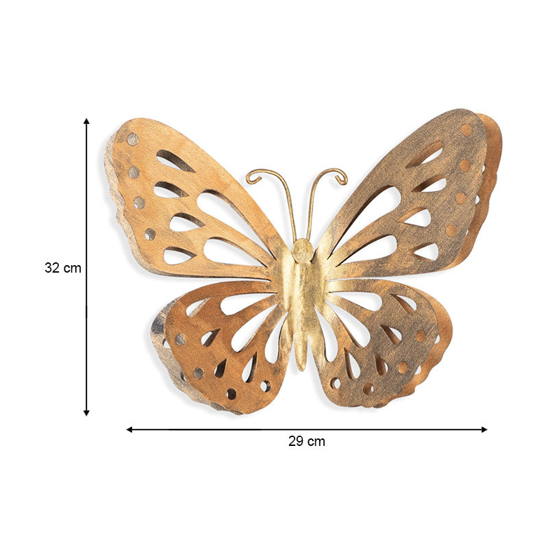 Метално стенна декорация Butterfly в златист цвят 29x32cm.