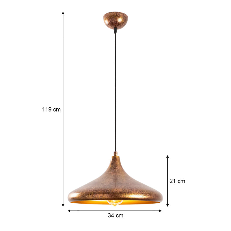 Barek E27 metallic ceiling lamp in bronze color Φ34x119cm.