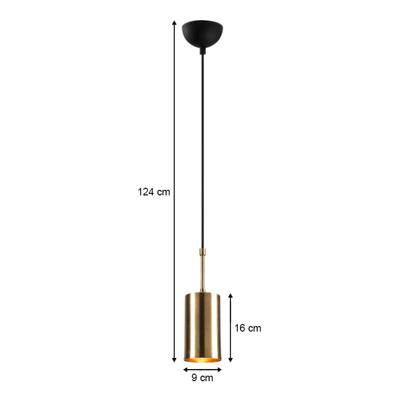 Kem E27 metallic ceiling lamp in gold color Φ9x124cm.