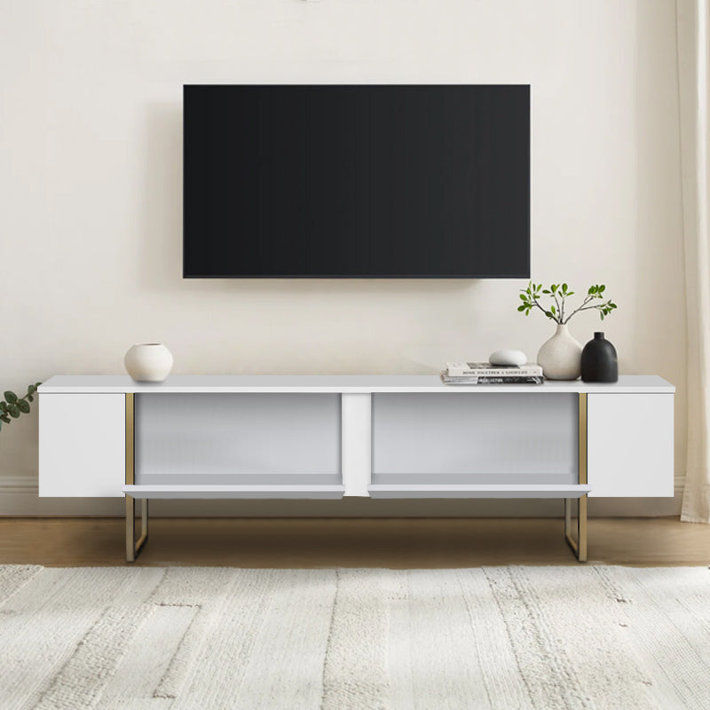 Меламинов шкаф за телевизор Luxe в бяло - златно 180x30x50cm.