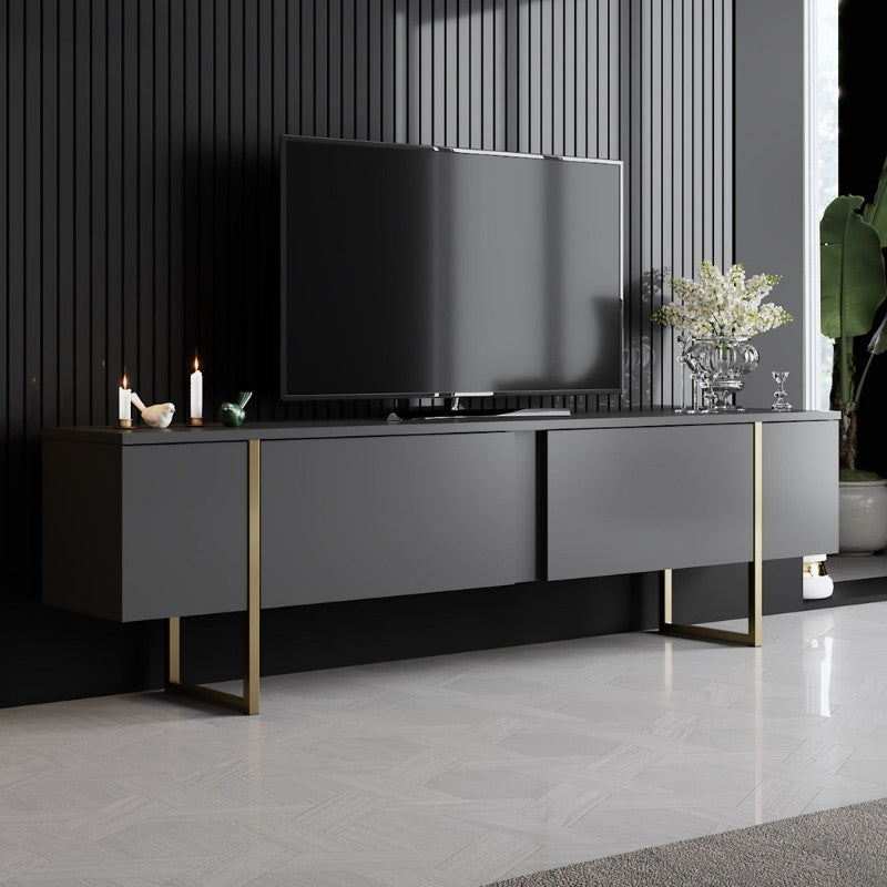 ТВ шкаф Luxe меламин цвят антрацит - злато 180x30x50cm.