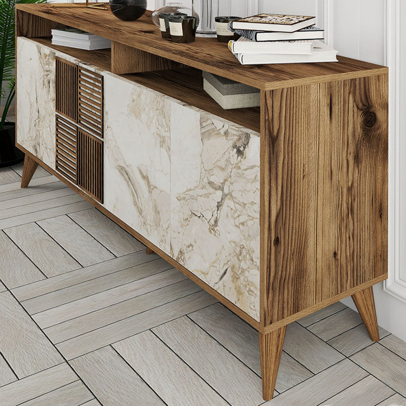 Меламинов бюфет Milan в цвят орех - ефект бял мрамор 180x35x78,6cm.