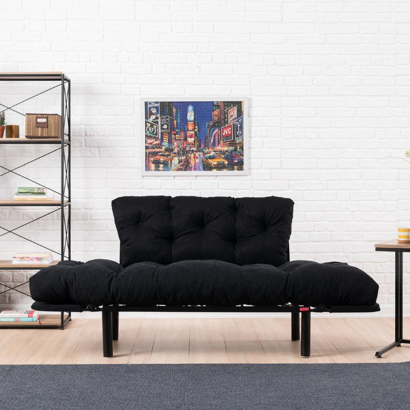 Диван легло Nitta двуместен плат в черен цвят 155x70x85cm.