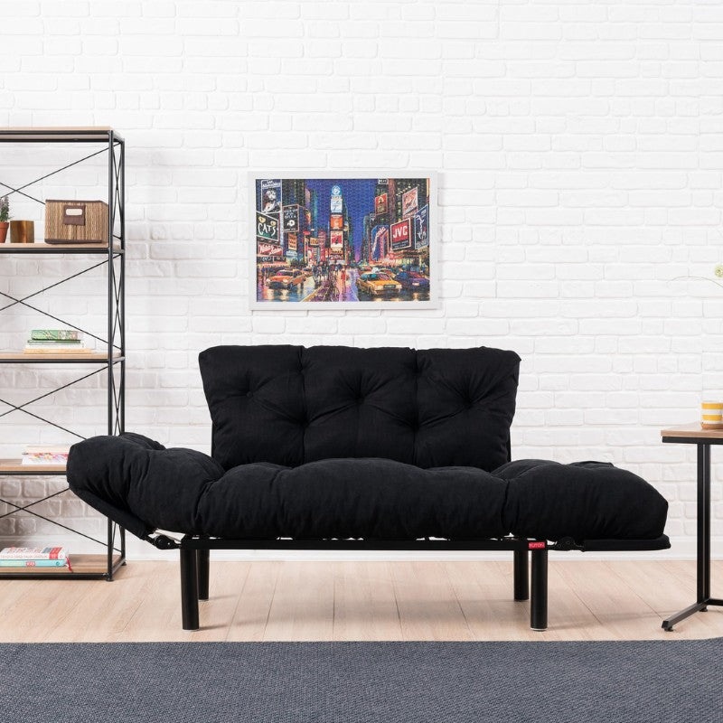 Диван легло Nitta двуместен плат в черен цвят 155x70x85cm.