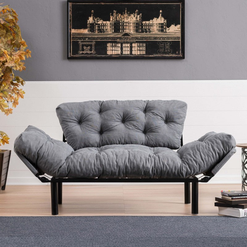 Диван легло Nitta двуместен плат в сив цвят 155x70x85cm.
