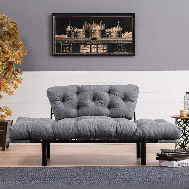 Диван легло Nitta двуместен плат в сив цвят 155x70x85cm.