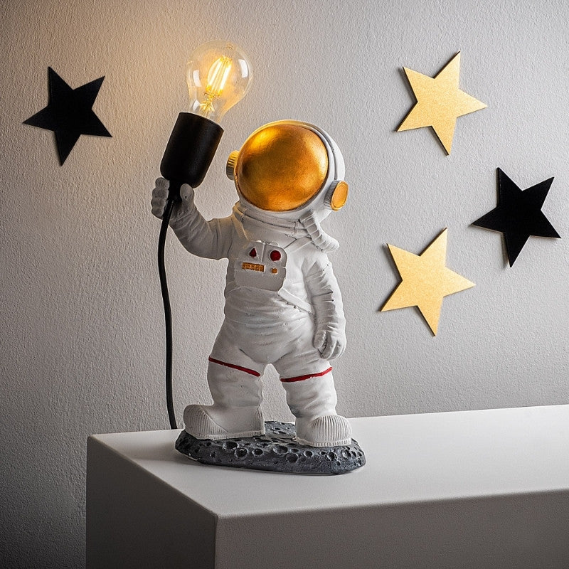 Astronaut полиестерна настолна лампа в бял цвят 20x15x32cm.