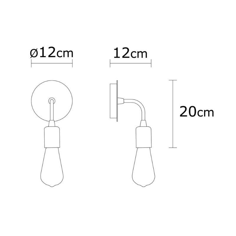 Стенно осветително тяло Arken E27 в златист винтидж цвят 12x12x20cm.