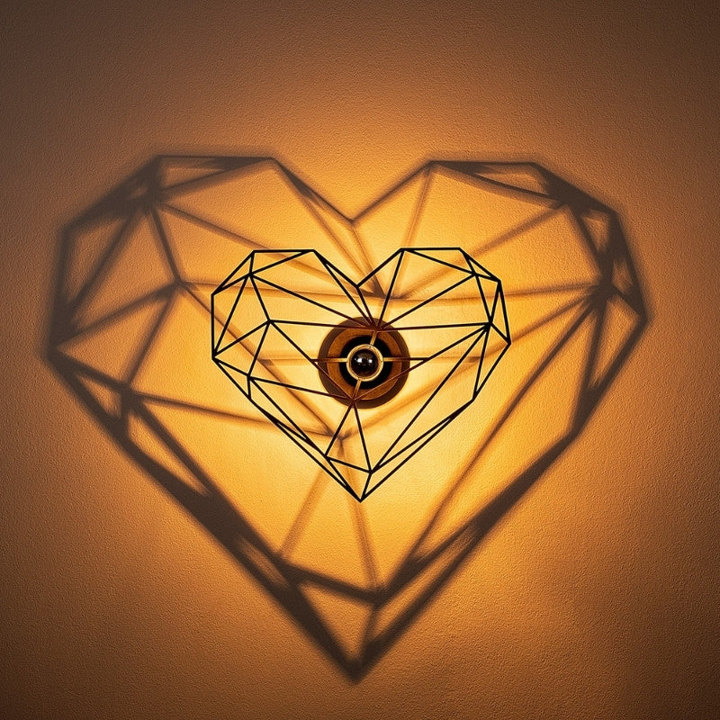 Heart E27 стенна лампа в черен цвят 47x12x40cm.