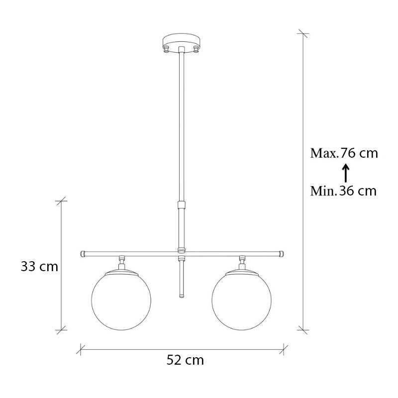 Nilufer E27 метален двулучев плафон в златист цвят 52x15x76cm.