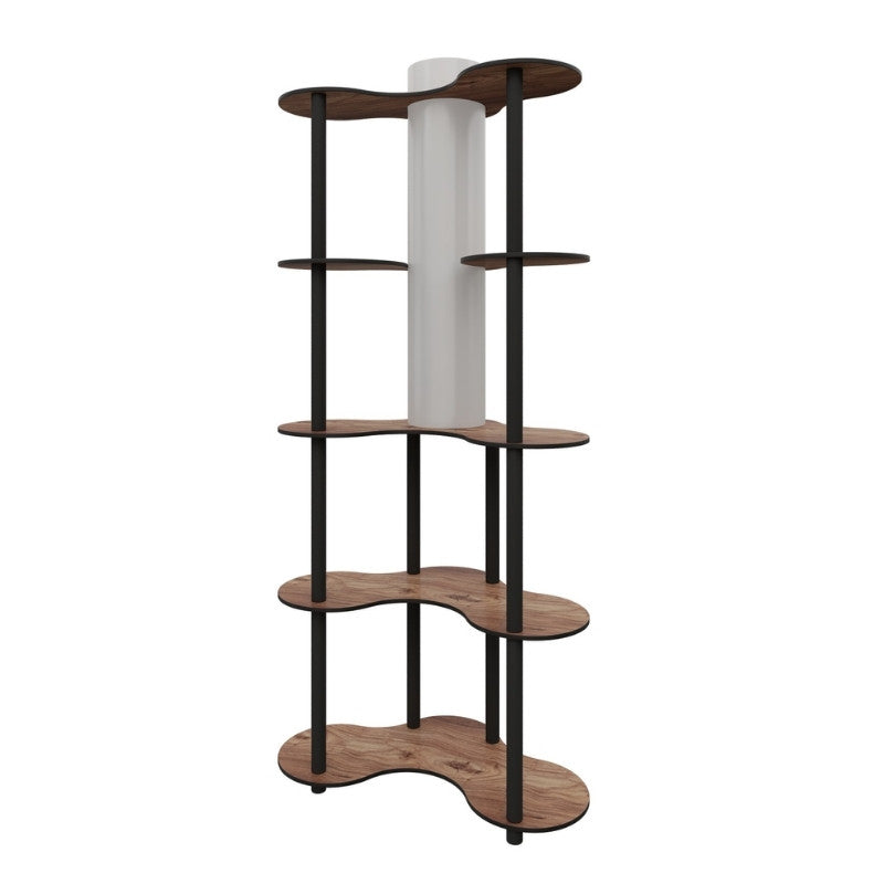 Nova II подова лампа MDF - PVC плат в черно - цвят орех 65x35x150cm.