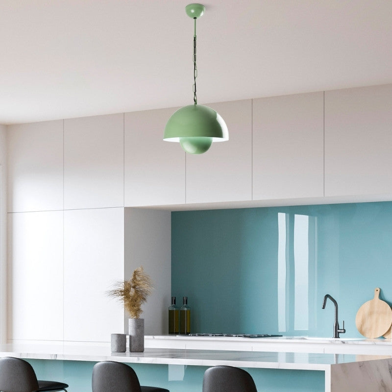 Neptun E27 метална таванна лампа в зелен мента цвят Ø30x70cm.