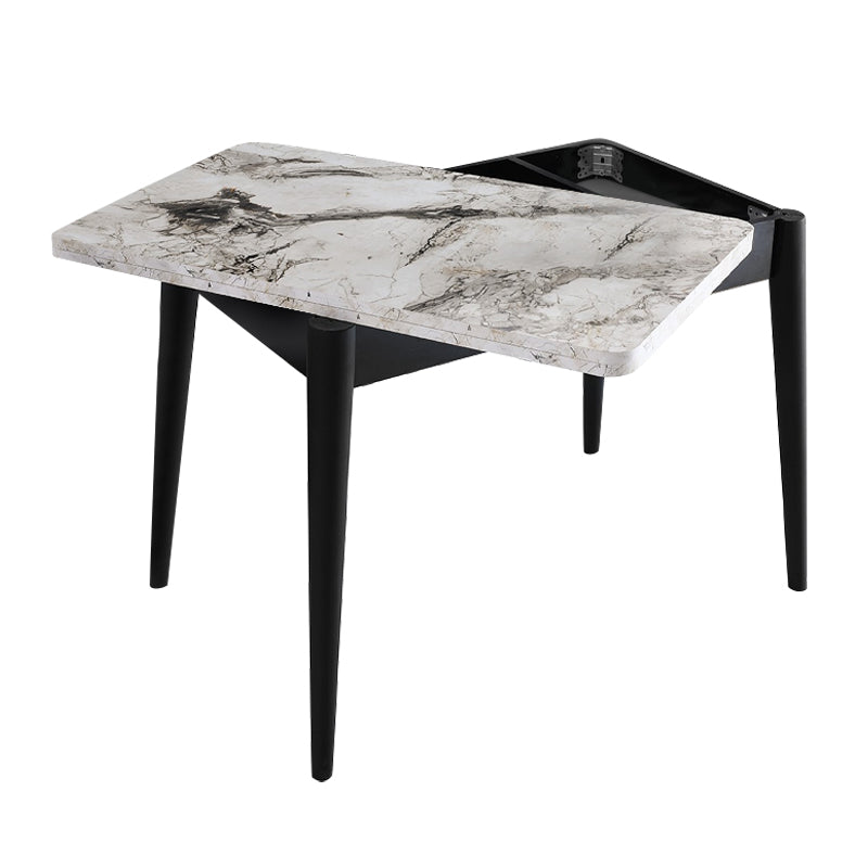 Dolunay меламинов разтегателна маса в бял мраморен - черен цвят 100x60(120x100)x79,5cm.