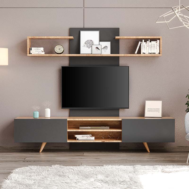 Giacomo TV Unit в сапфирен дъб - антрацитен цвят 180x40x45cm.