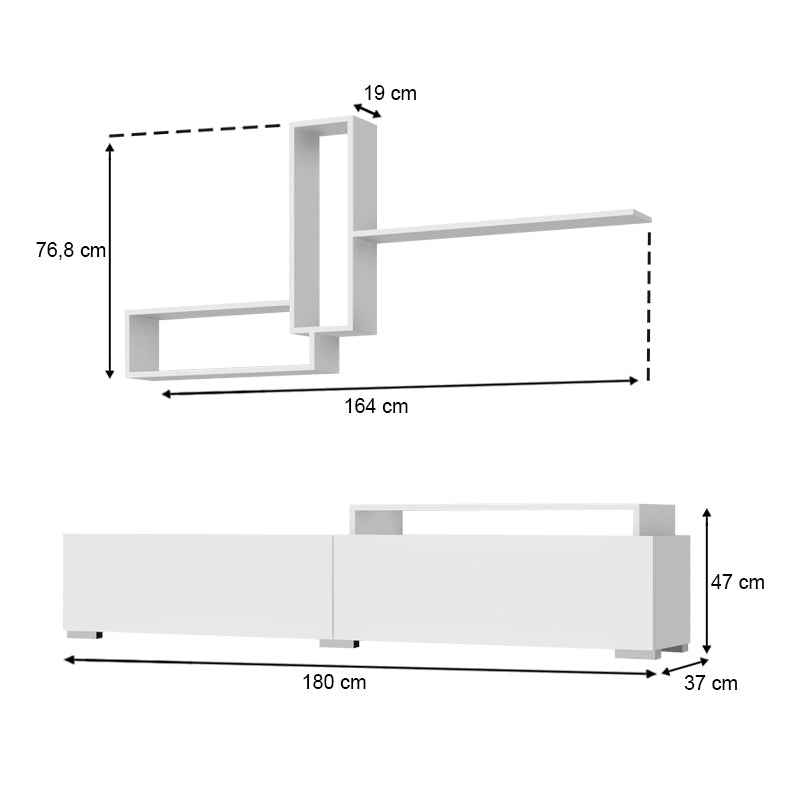 Odessa TV Unit в бял цвят 180x37x47cm.
