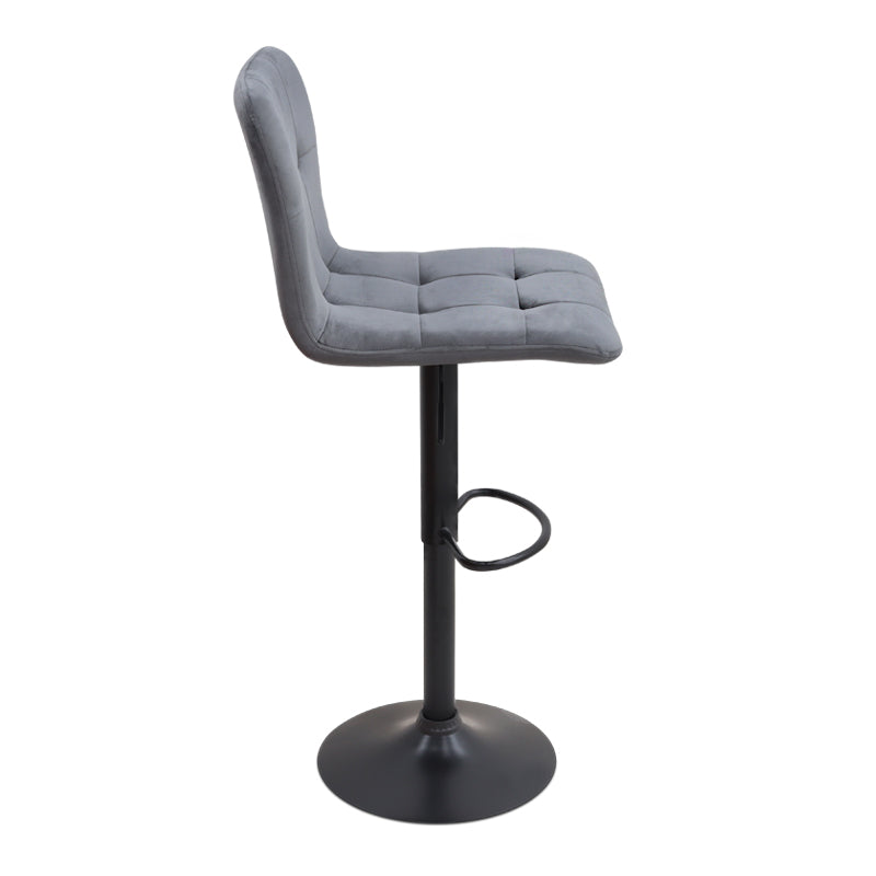 Бар стол Carmelo с регулируема височина, кадифе, сив цвят 45x42x90/113cm