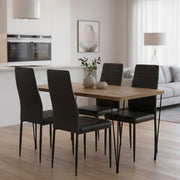 Dining трапезен комплект 5 части Roger - Rosa MDF - PU акация цвят - черен 120x70x75cm.