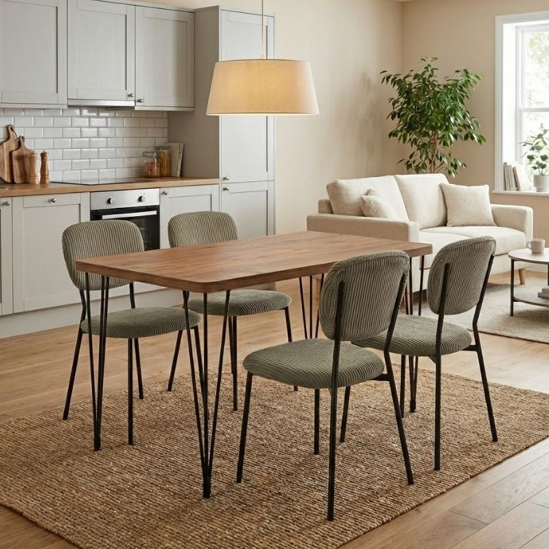Dining Трапезен комплект 5 части Roger - Kevin MDF - плат акция цвят - зелен 120x70x75cm.