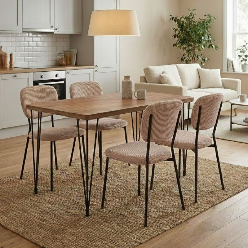 Dining Трапезен комплект 5 части Roger - Kevin MDF - плат акция цвят - мока 120x70x75cm.