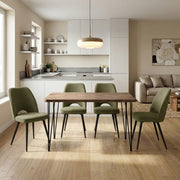 Dining трапезен комплект 5 части Roger - Christy MDF - плат акация цвят - зелен 120x70x75cm.
