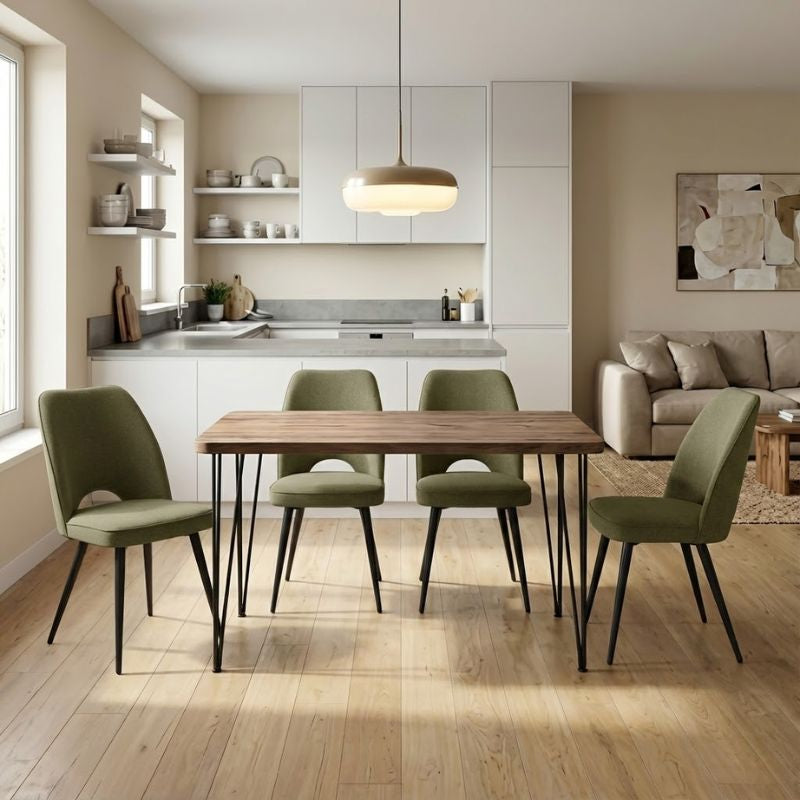 Dining трапезен комплект 5 части Roger - Christy MDF - плат акация цвят - зелен 120x70x75cm.