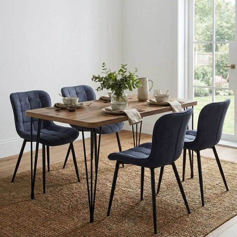 Dining Трапезен комплект 5 части Roger - Chiara MDF - плат акация цвят - антрацит 120x70x75cm.