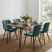 Dining Трапезен комплект 5 части Roger - Chiara MDF - плат акация цвят - зелен 120x70x75cm.
