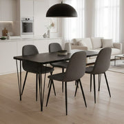 Dining трапезен комплект 5 части Roger - Iris MDF - плат черен мрамор - сив 120x70x75cm.