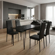Dining трапезен комплект 5 части Roger - Rosa MDF - PU черен мрамор - черен 120x70x75cm