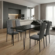 Dining трапезен комплект 5 части Roger - Rosa MDF - плат черен мрамор, сив 120x70x75cm