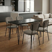 Dining Трапезен комплект 5 части Roger - Kevin MDF - плат черен мраморен цвят - зелен 120x70x75cm.