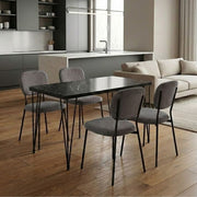 Dining Трапезен комплект 5 части Roger - Kevin MDF - плат черен мрамор, сив 120x70x75cm