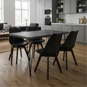 Dining Трапезен комплект 5 части Roger - Viva MDF - сив бетон - черен 120x70x75cm.
